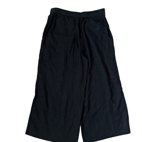 Banana Republic Linen Blend Pull On Wide Leg Cropped Pants Black Size Small - Picture 6 of 9